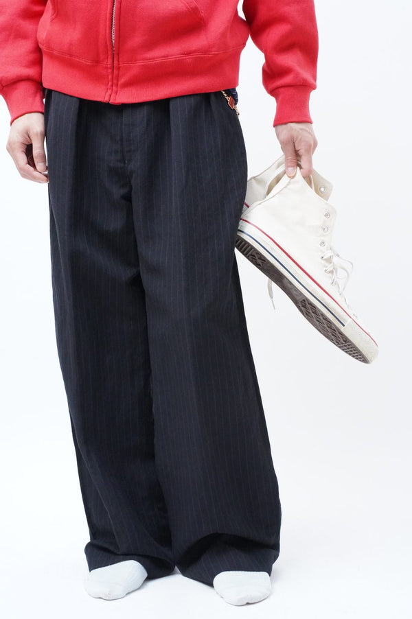 D.SCHENKER -Overdyed Stripe Flying V Trousers-