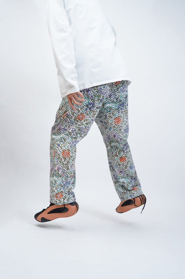 -CUT WORK DIGITAL PRINT PANTS-