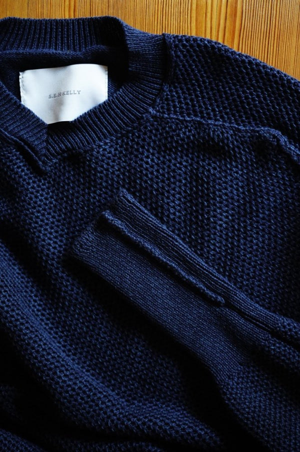 WALES COTTON Hand Knit V Neck