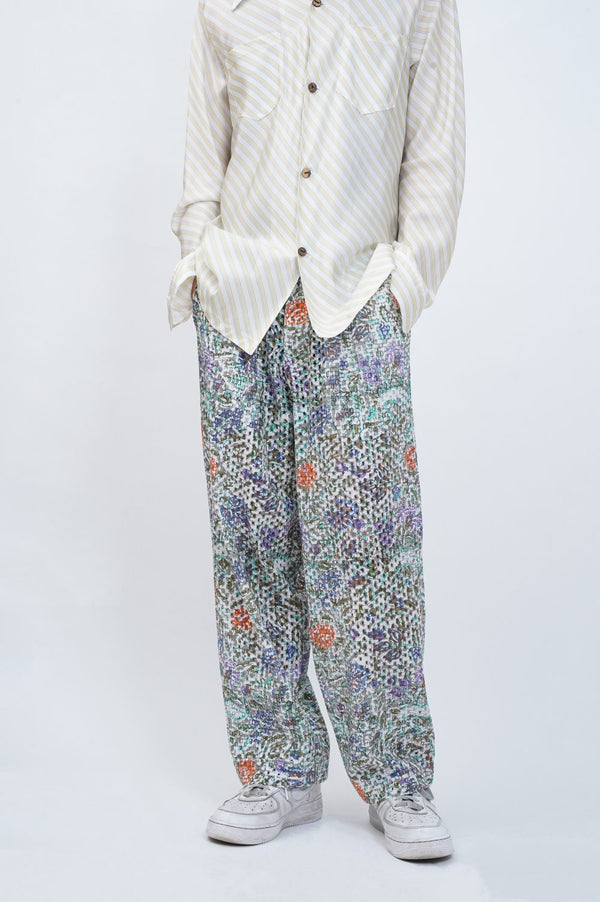 -CUT WORK DIGITAL PRINT PANTS-