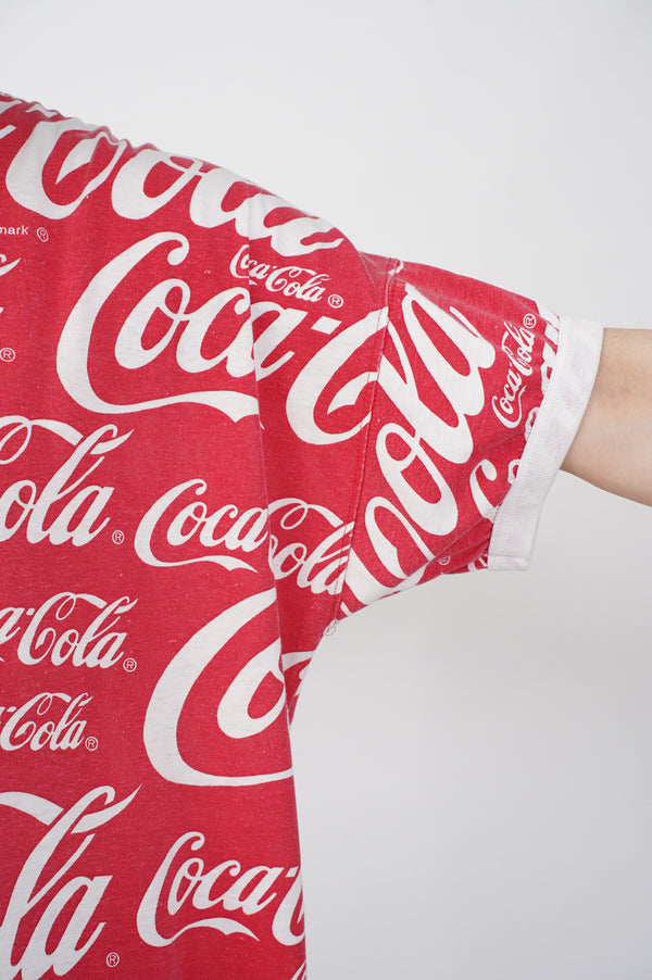 80`s "Coca-Cola" -Multi Logo Printed Ringer Tee-