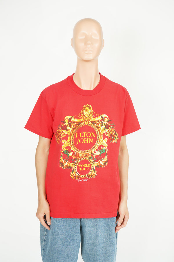 90's "ANVIL" -"ELTON JOHN" by Gianni Versace Printed Tee-