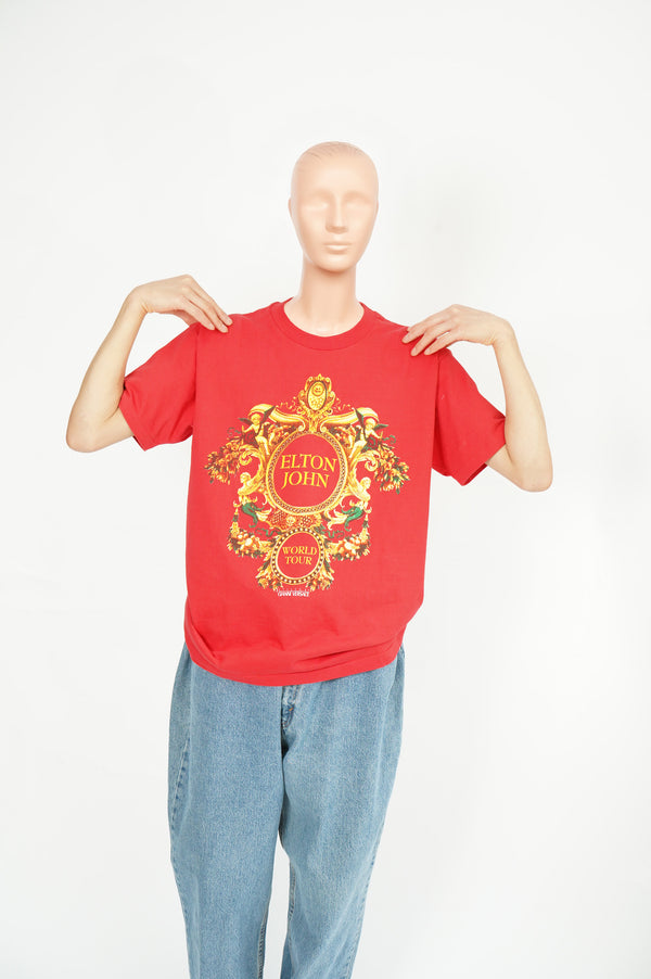 90's "ANVIL" -"ELTON JOHN" by Gianni Versace Printed Tee-