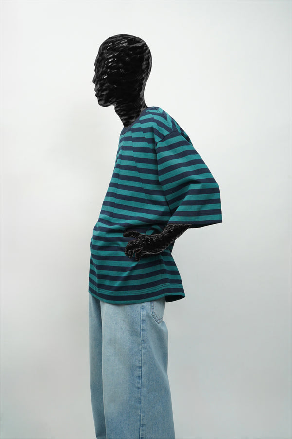 "Aris Tatalovich" -DART NECK STRIPE T-SHIRT-