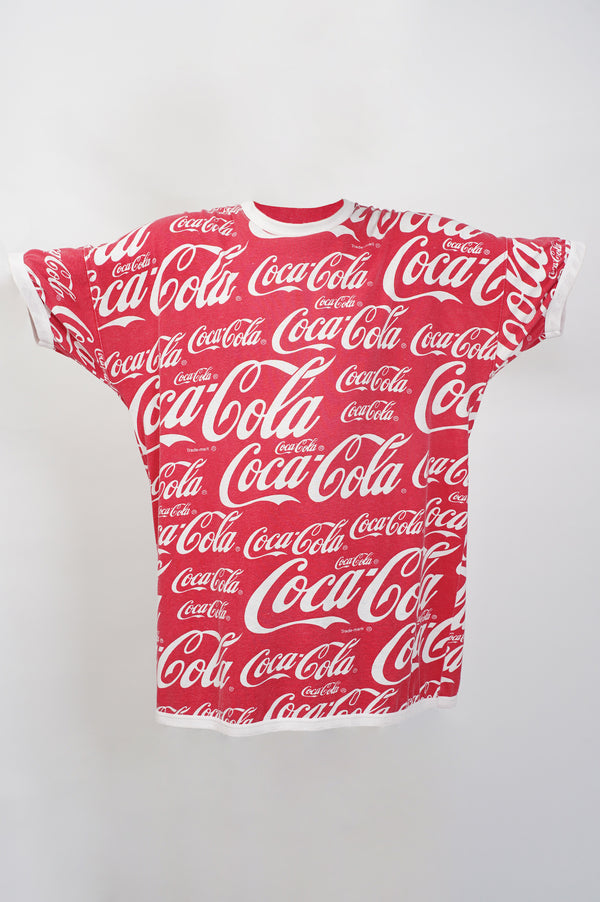 80`s "Coca-Cola" -Multi Logo Printed Ringer Tee-