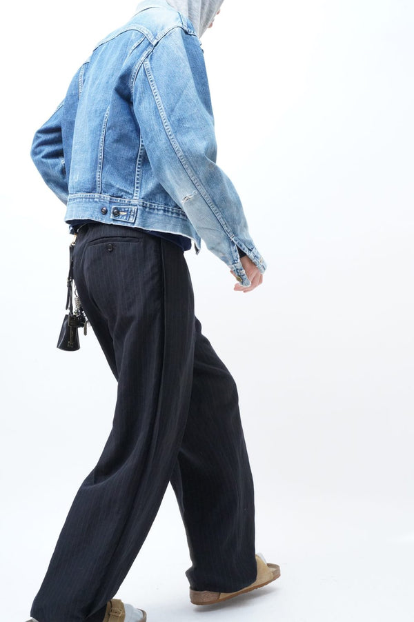D.SCHENKER -Overdyed Stripe Flying V Trousers-
