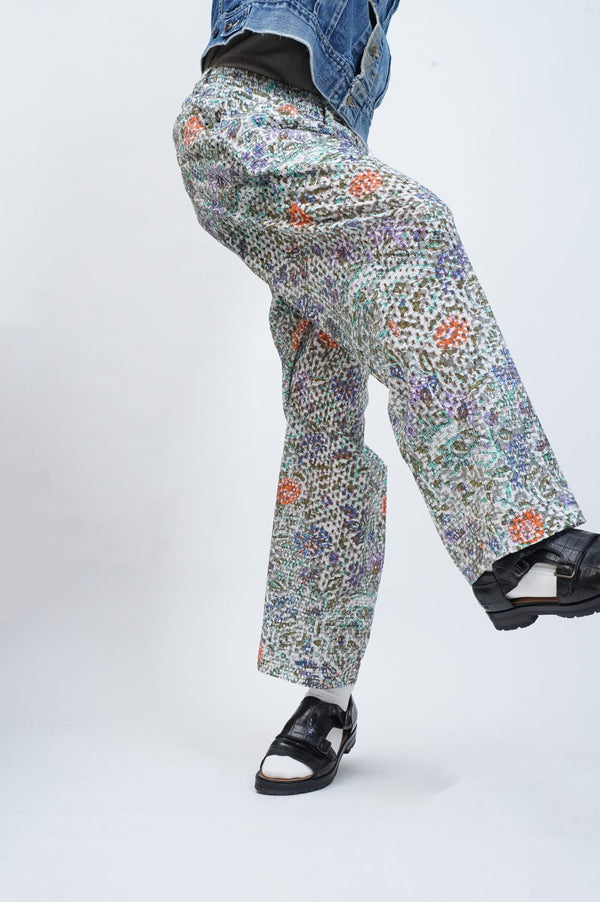 -CUT WORK DIGITAL PRINT PANTS-