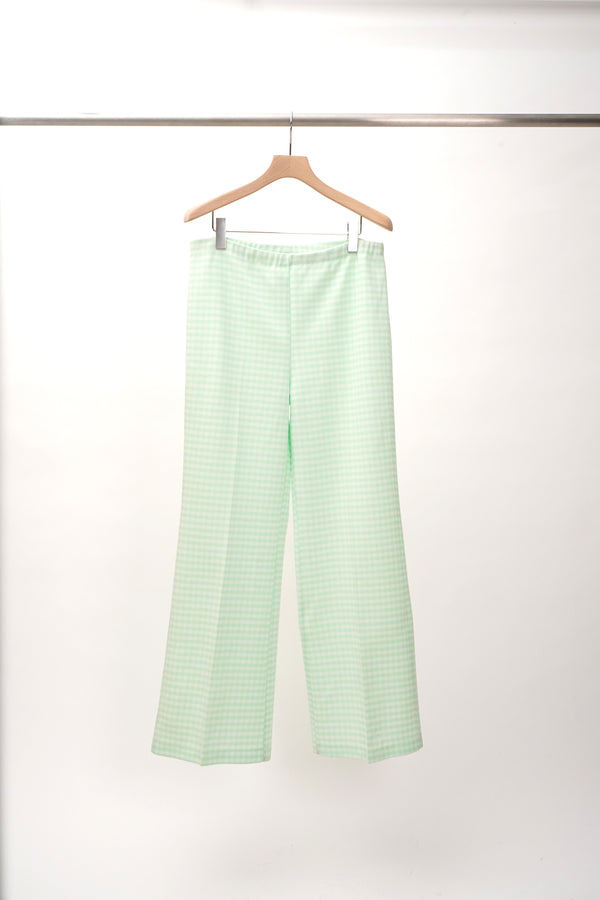 70's "UNKNOWN" -Check Pattern Flare Polyester Pants-