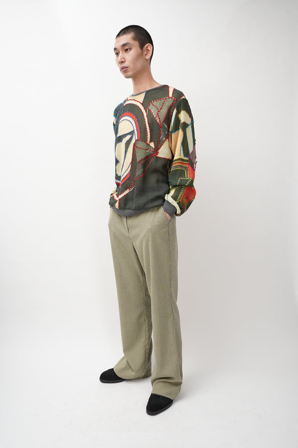 "UNKNOWN" -Check Pattern Flare Pants-