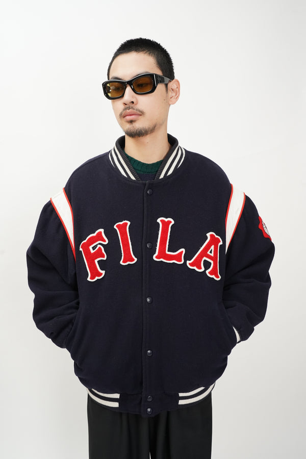 90's "FILA" -Logo Patch Stadium Jacket-
