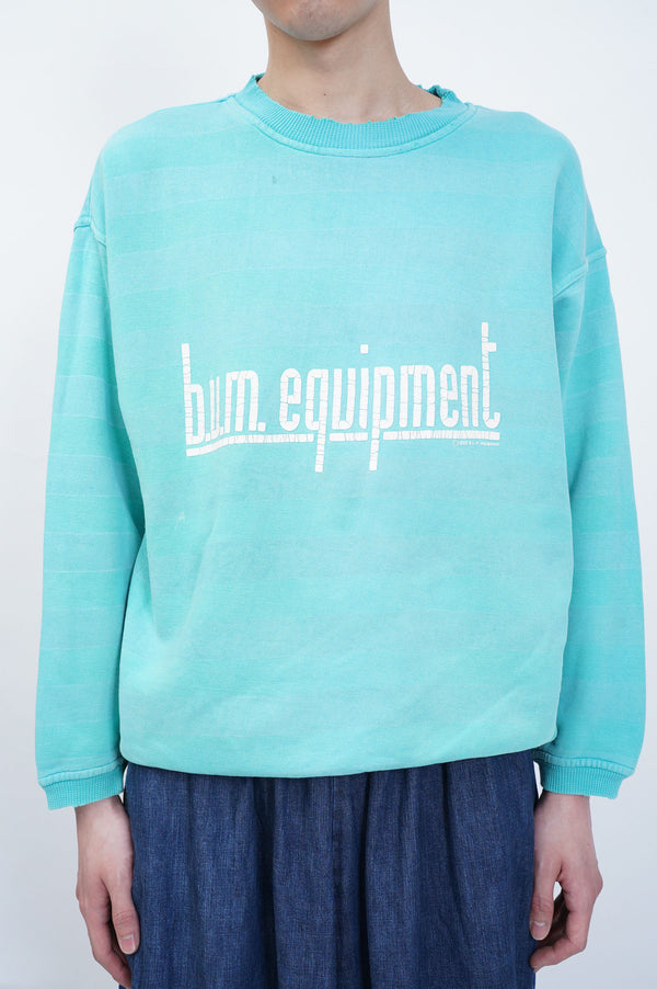 90's "B.U.M. EQUIPMENT" -Border Logo Print C/N Sweat-