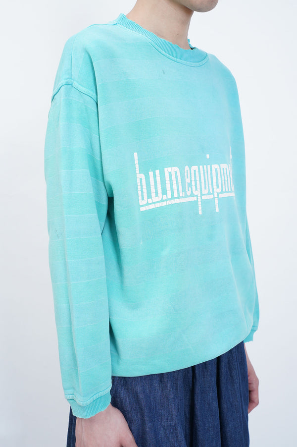 90's "B.U.M. EQUIPMENT" -Border Logo Print C/N Sweat-