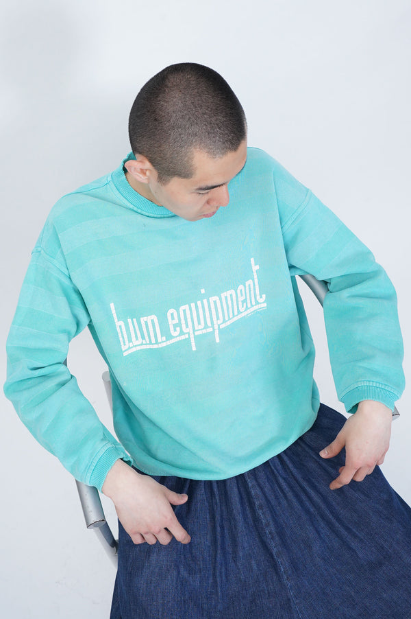 90's "B.U.M. EQUIPMENT" -Border Logo Print C/N Sweat-
