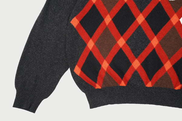 90's "BARNEYS NEWYORK" -Argyle Pattern C/N Knit Sweater-
