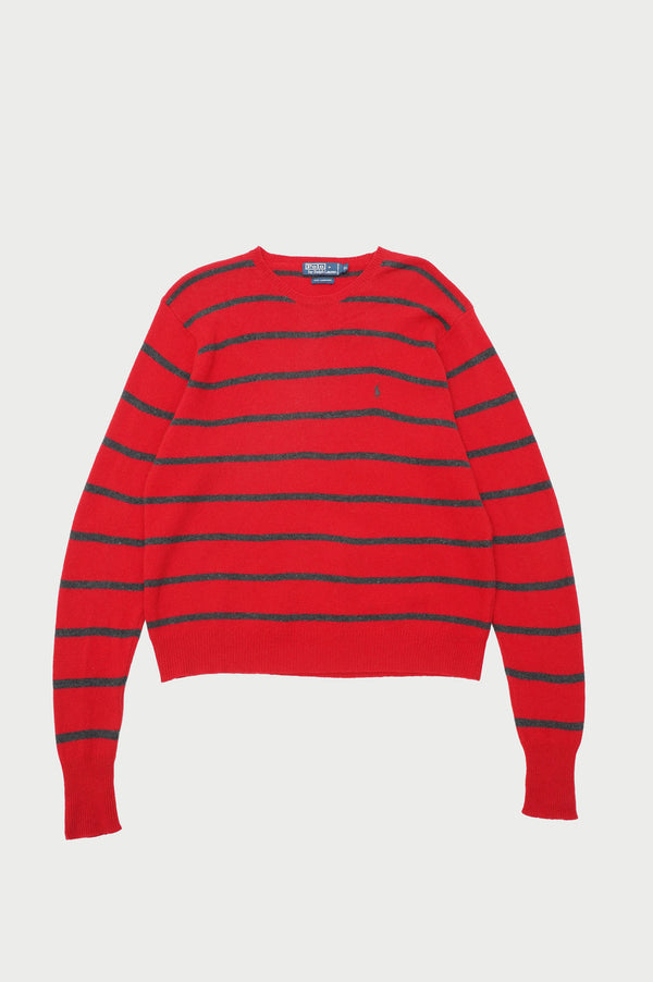 90's "POLO by Ralph Lauren" -Border Pattern C/N Wool Knit Sweater-