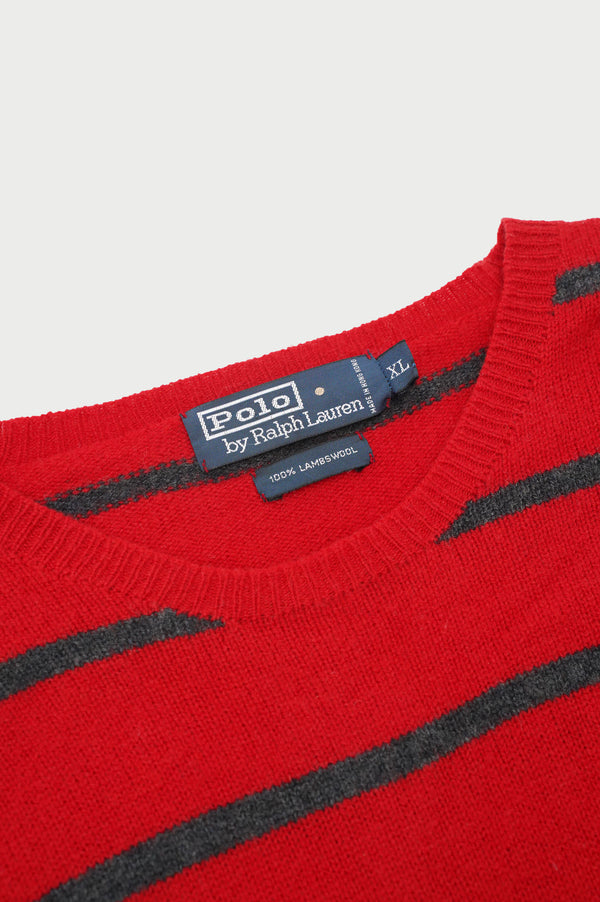 90's "POLO by Ralph Lauren" -Border Pattern C/N Wool Knit Sweater-