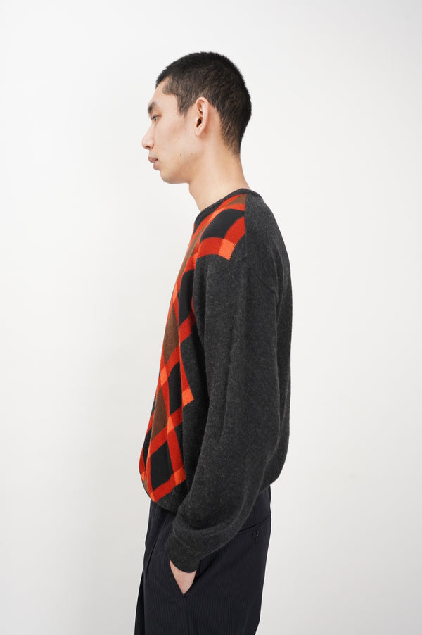 90's "BARNEYS NEWYORK" -Argyle Pattern C/N Knit Sweater-