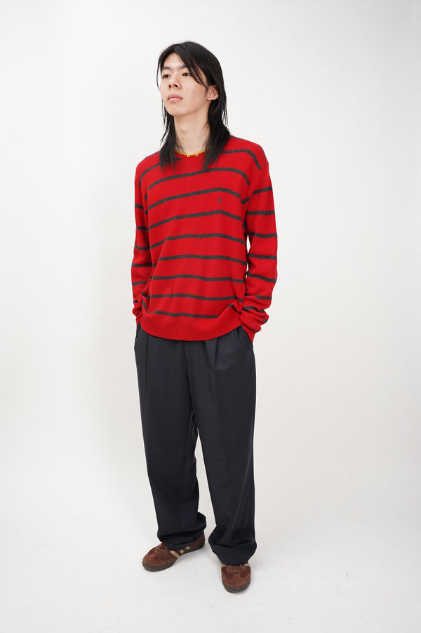 90's "POLO by Ralph Lauren" -Border Pattern C/N Wool Knit Sweater-