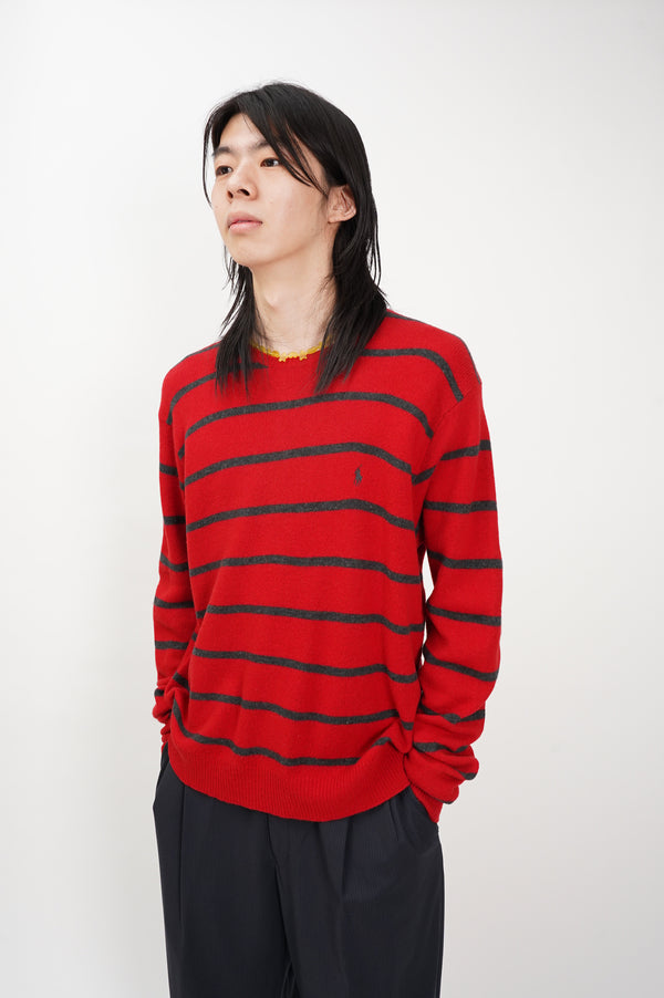 90's "POLO by Ralph Lauren" -Border Pattern C/N Wool Knit Sweater-