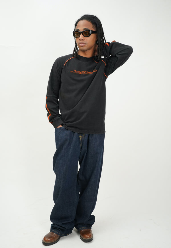2000's "HARLEY DAVIDSON" -Logo Embroidery L/S Tee-