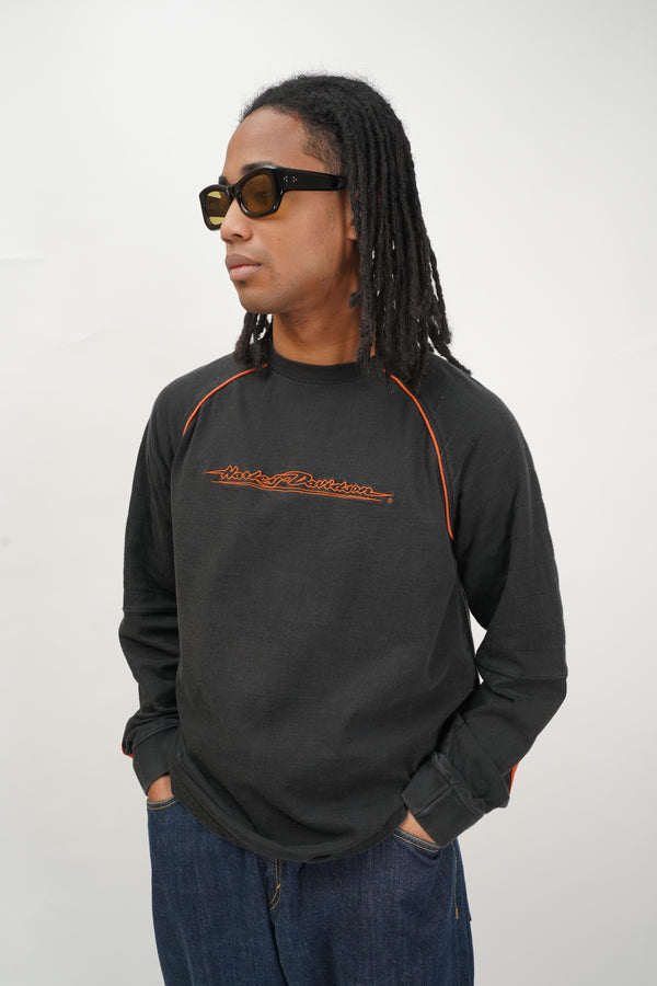 2000's "HARLEY DAVIDSON" -Logo Embroidery L/S Tee-