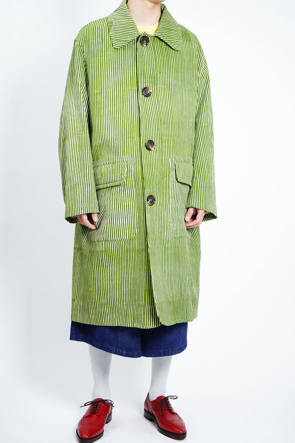 -Block Print Soutien Collar Coat-