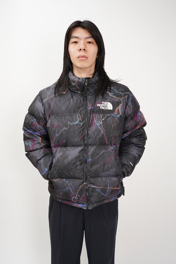 "THE NORTH FACE" -NUPTSE JACKET(BLACK/TRAIL GLOW PRINT)-
