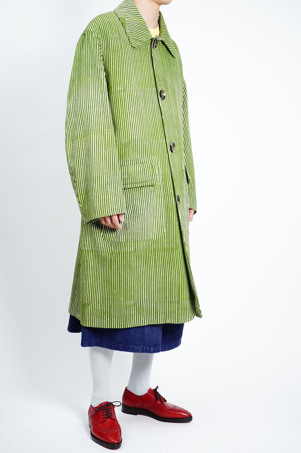 -Block Print Soutien Collar Coat-
