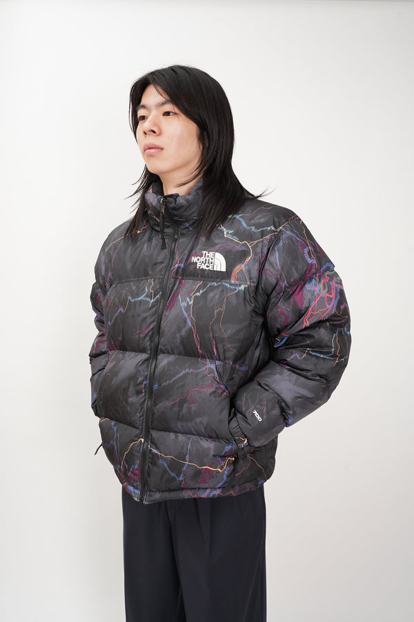 "THE NORTH FACE" -NUPTSE JACKET(BLACK/TRAIL GLOW PRINT)-