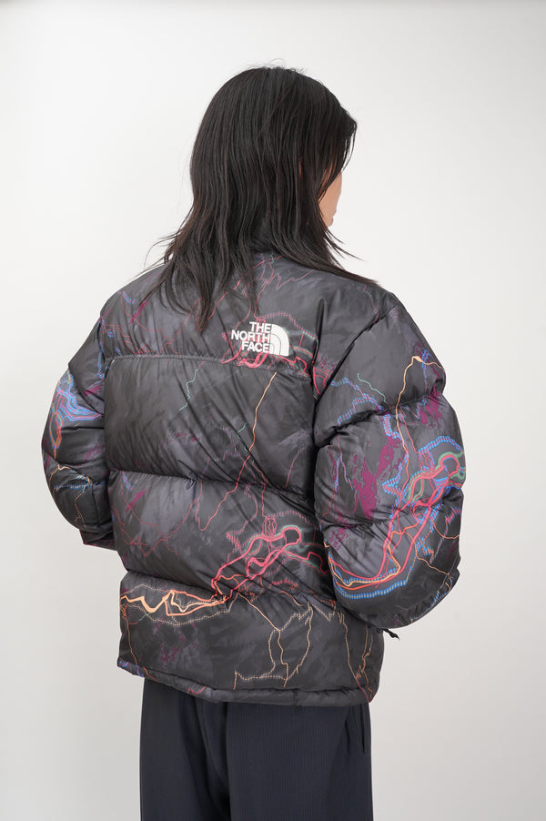 "THE NORTH FACE" -NUPTSE JACKET(BLACK/TRAIL GLOW PRINT)-