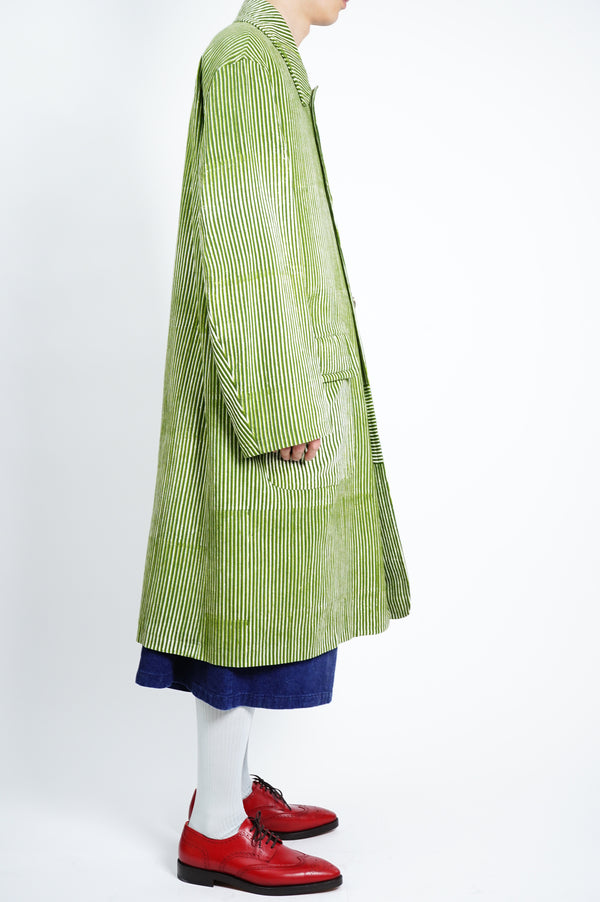 -Block Print Soutien Collar Coat-