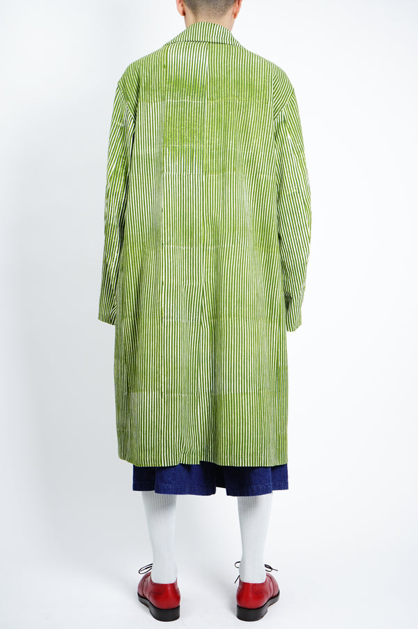 -Block Print Soutien Collar Coat-