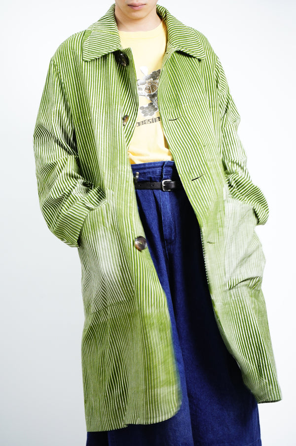 -Block Print Soutien Collar Coat-