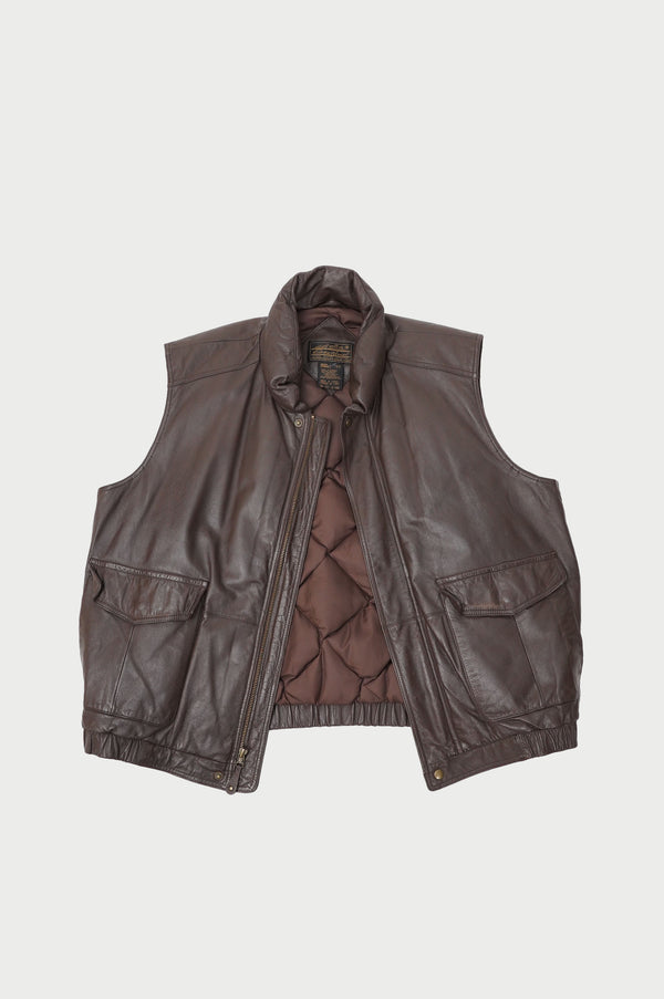80'S "Eddie Bauer" -Leather Down Vest-
