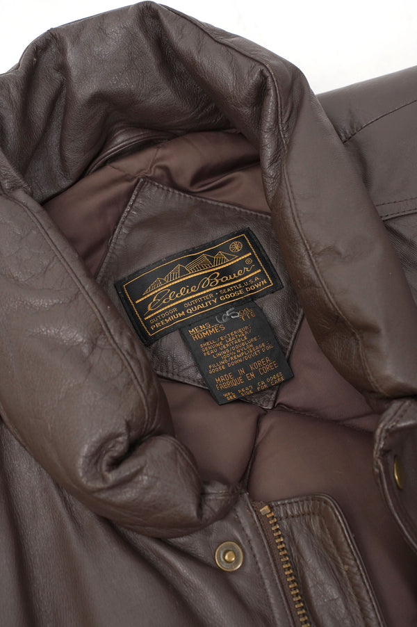 80'S "Eddie Bauer" -Leather Down Vest-