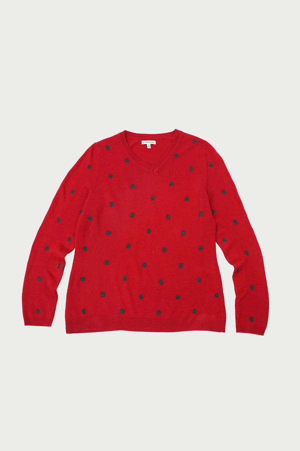 "Croft & Barrow" -Dot Pattern V/N Acryl Knit Sweater-