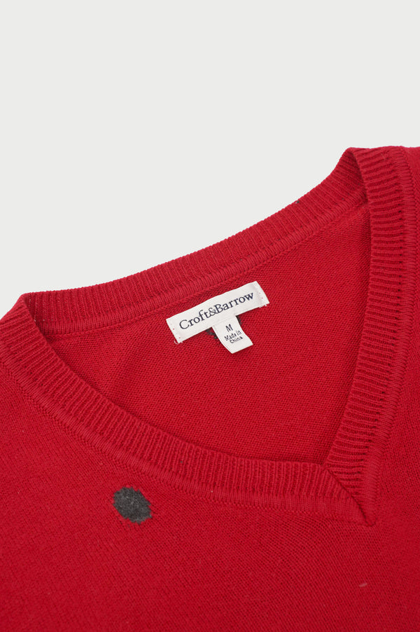 "Croft & Barrow" -Dot Pattern V/N Acryl Knit Sweater-