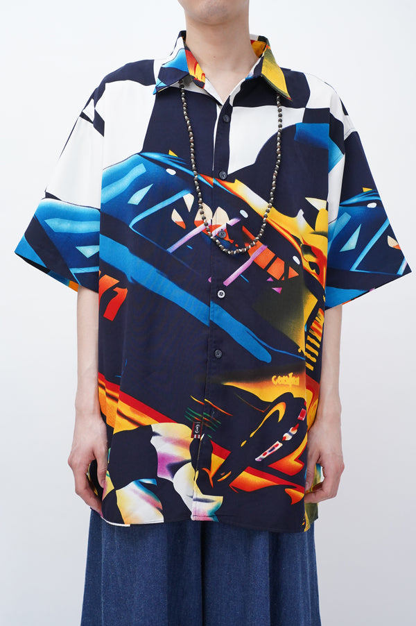 "PHAT FARM" -Car Printed Polyester S/S Shirts-
