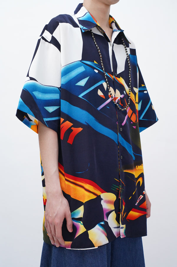 "PHAT FARM" -Car Printed Polyester S/S Shirts-