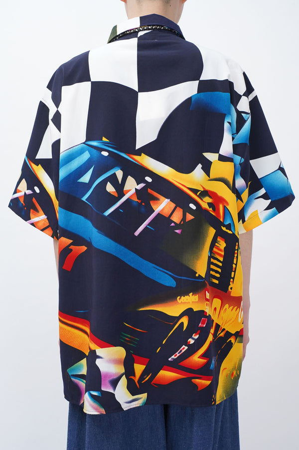 "PHAT FARM" -Car Printed Polyester S/S Shirts-