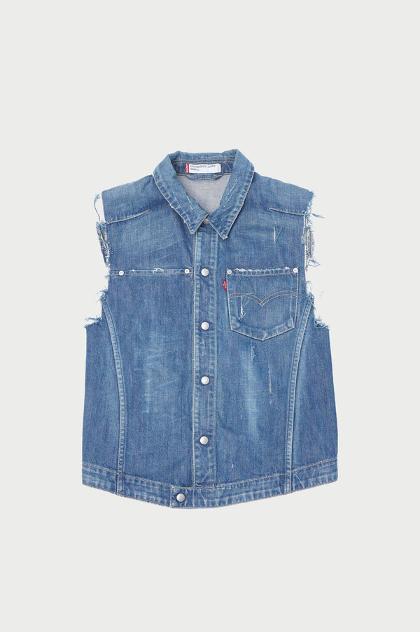 2000's EURO "Levi's ENGINEERED JEANS" -Denim Vest(Cut off)-