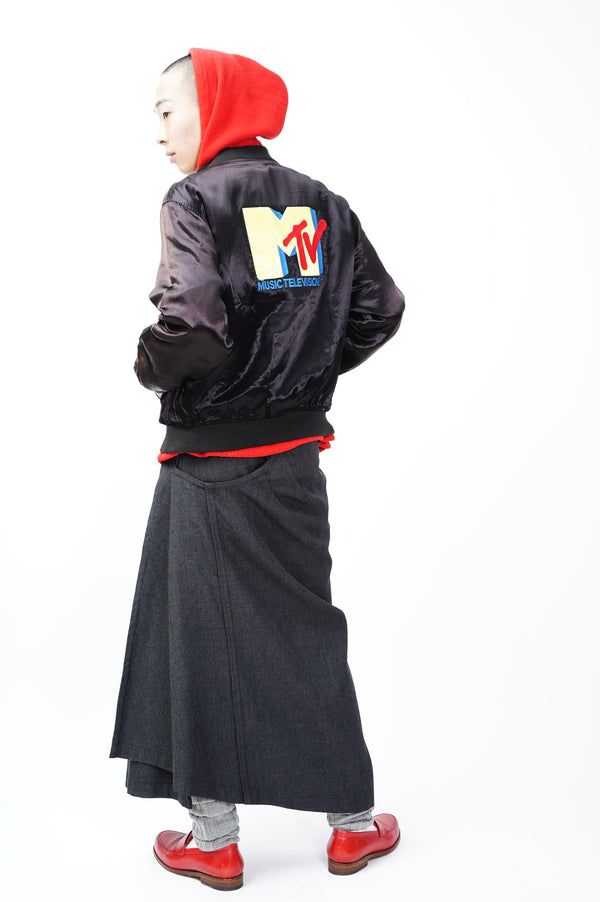 80’s "MTV" -Logo Embroidery Satin Jacket-