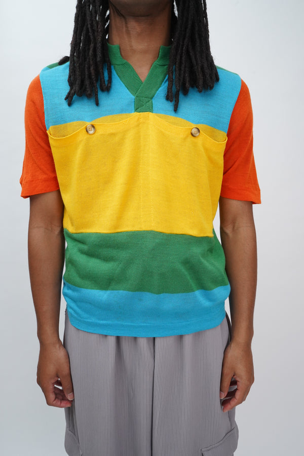 70's "Neiman-Marcus" -Border Pattern S/S Knit-