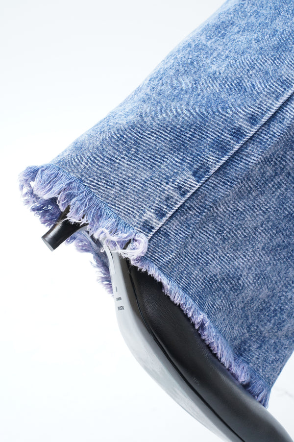 "UNKNOWN" -Cut Off Baggy Chemical Denim Pants-