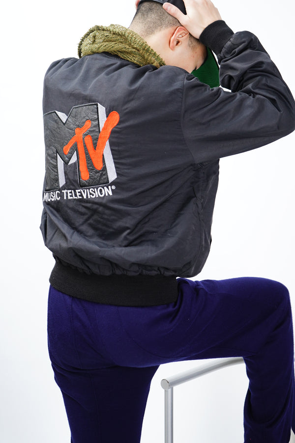 80’s "MTV" -Leather Logo Patch Jacket-