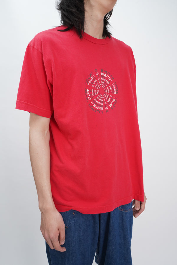 90's "UNITED COLOR OF BENETTON" -Circle Logo Print S/S Tee-