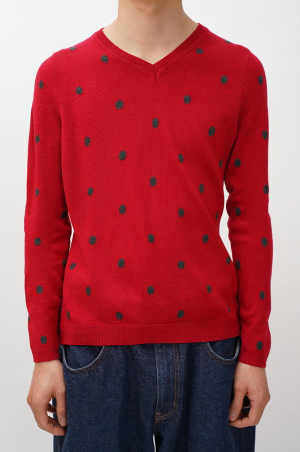"Croft & Barrow" -Dot Pattern V/N Acryl Knit Sweater-