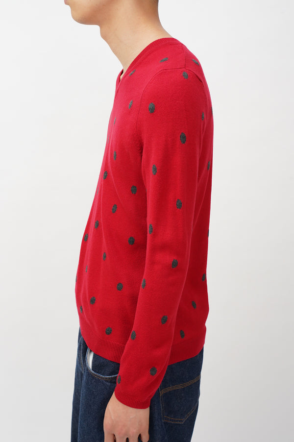 "Croft & Barrow" -Dot Pattern V/N Acryl Knit Sweater-