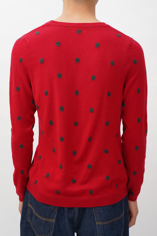 "Croft & Barrow" -Dot Pattern V/N Acryl Knit Sweater-