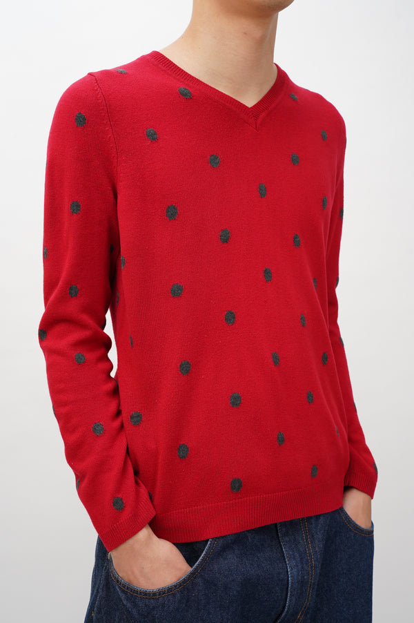 "Croft & Barrow" -Dot Pattern V/N Acryl Knit Sweater-